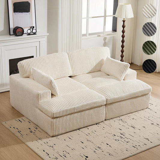 Modular Corduroy Cloud Sofa – Plush, Customizable Comfort for Any Space