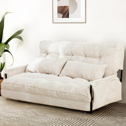 5-Position Adjustable Sofa Bed with Tufted Design & Storage Pockets